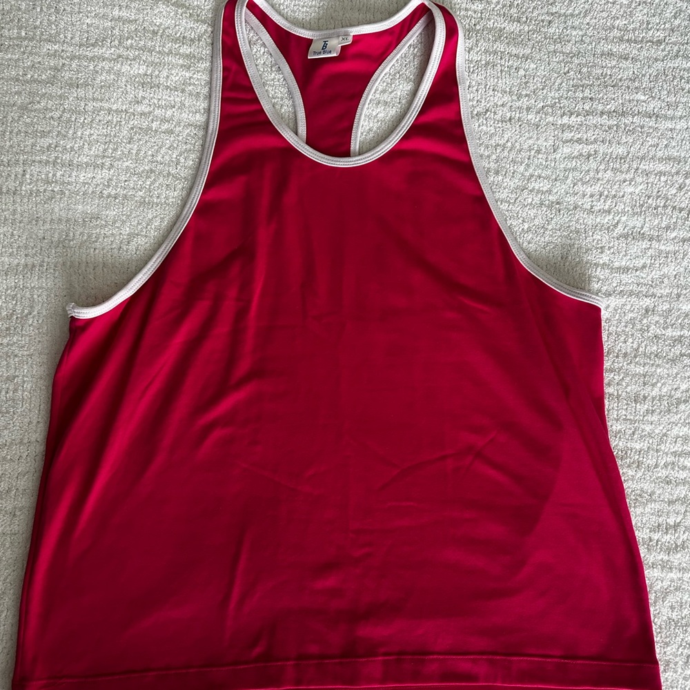 White and Pink Racerback Tank Top Athletic Performance